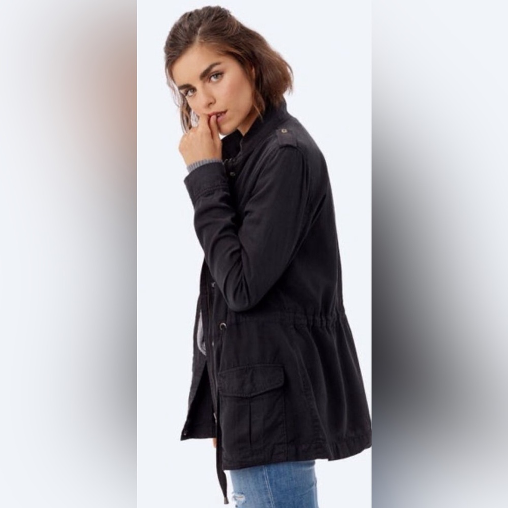 Lovestitch Field Utility Jacket Cinch Waist Zip Front Jacket Black Size M